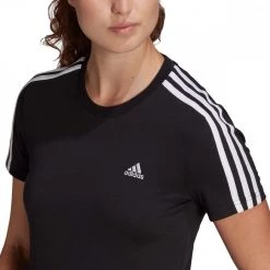 ADIDAS T-SHIRT 3-STRIPES DONNA Nero -Tendenza Italia adidas gl0784 t shirt 3 stripes donna sport style donna 042072901 blk 5