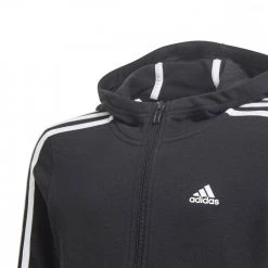 ADIDAS FELPA FULL ZIP CON CAPPUCCIO 3-STRIPES BAMBINA Nero -Tendenza Italia adidas gq8356 felpa fz c capp 3 stripes bambina abbigliamento bambino 041993801 blk 3