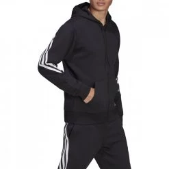ADIDAS FELPA ZIP E CAPPUCCIO 3 STRIPES Nero -Tendenza Italia adidas h46526 felpa zip e cappuccio 3 stripes sport style uomo 044387801 blk 3