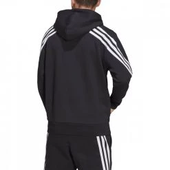 ADIDAS FELPA ZIP E CAPPUCCIO 3 STRIPES Nero -Tendenza Italia adidas h46526 felpa zip e cappuccio 3 stripes sport style uomo 044387801 blk 4