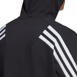 ADIDAS FELPA ZIP E CAPPUCCIO 3 STRIPES Nero -Tendenza Italia adidas h46526 felpa zip e cappuccio 3 stripes sport style uomo 044387801 blk 5