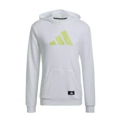 ADIDAS FELPA CON CAPPUCCIO 3 BAR GARZATA Bianco