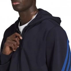 ADIDAS FELPA ZIP E CAPPUCCIO 3-STRIPES Blu -Tendenza Italia adidas hc5248 felpa zip e cappuccio 3 stripes sport style uomo 044388201 blu 5