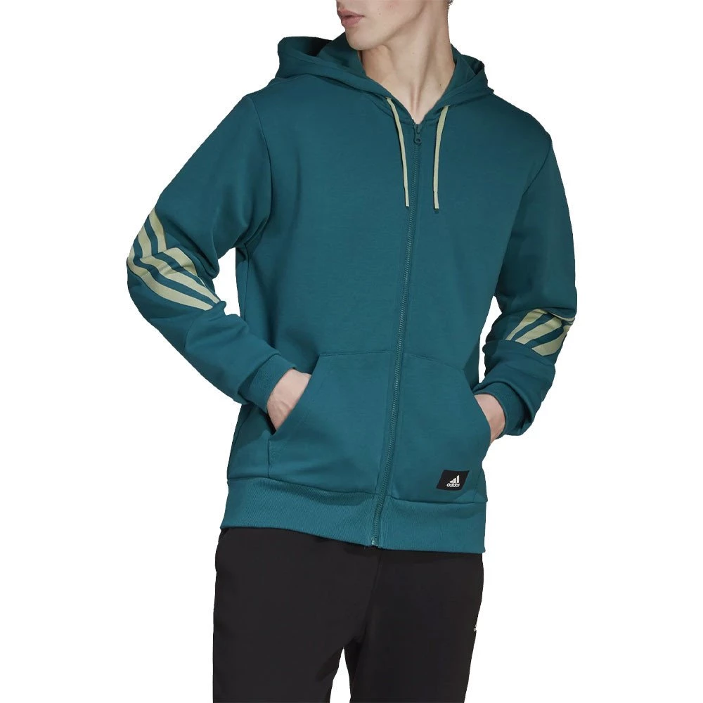 Offerta economica Novità -Tendenza Italia adidas hc5250 felpa cappuccio 3 bar garzata sport style uomo 044389401 green 2