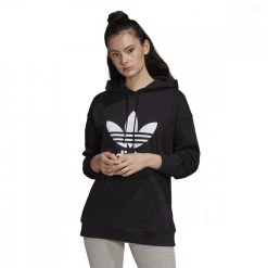 ADIDAS ORIGINALS FELPA CON CAPPUCCIO TREFOIL DONNA Nero -Tendenza Italia adidas originals fm3307 felpa con cappuccio trefoil donna sport style donna 040095901 07 3