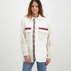 AKEP GIACCA OVERSHIRT MANICHE COROCHET DONNA -Tendenza Italia akep ke11132 giacca overshirt maniche corochet donna giacconi donna 044967101 panna 3