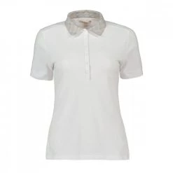 BARBOUR POLO MALVERN COLLO CHECK DONNA Bianco