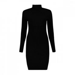 CALVIN KLEIN JEANS ABITO MANICA LUNGA DOLCEVITA DONNA Nero