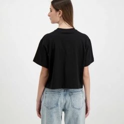 CALVIN KLEIN JEANS T-SHIRT CROP REPEAT LOGO DONNA Nero -Tendenza Italia calvin klein jeans j20j217709 t shirt crop repeat logo donna casual donna 044968801 beh 4