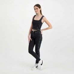 CALVIN KLEIN JEANS TOP IN DENIM DONNA Nero -Tendenza Italia calvin klein jeans j20j217819 top in denim donna casual donna 044969801 1by 6