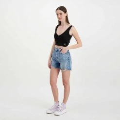 CALVIN KLEIN JEANS TOP RIB CROP DONNA Nero -Tendenza Italia calvin klein jeans j20j218334 top rib crop donna casual donna 044971701 beh 6