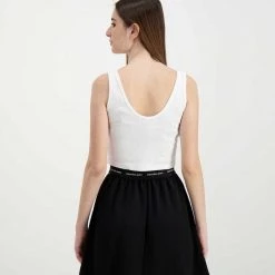 CALVIN KLEIN JEANS TOP RIB CROP DONNA Bianco -Tendenza Italia calvin klein jeans j20j218334 top rib crop donna casual donna 044971801 yaf 4