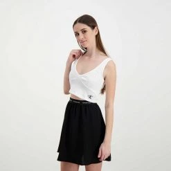 CALVIN KLEIN JEANS TOP RIB CROP DONNA Bianco -Tendenza Italia calvin klein jeans j20j218334 top rib crop donna casual donna 044971801 yaf 5