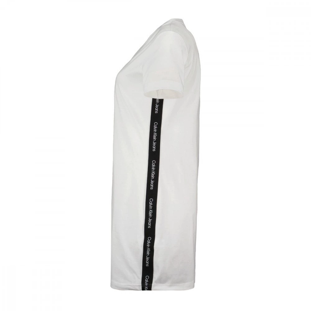CALVIN KLEIN JEANS ABITO SIDE CONTRAST TAPE T-SHIRT DONNA Bianco 4 CALVIN KLEIN JEANS ABITO SIDE CONTRAST TAPE T-SHIRT DONNA Bianco - immagine 2