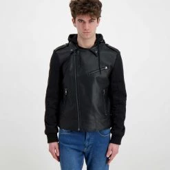 CALVIN KLEIN JEANS CHIODO BIMATERIALE ECO Nero -Tendenza Italia calvin klein jeans j30j319686 chiodo bimateriale eco giacconi uomo 044623901 beh 3