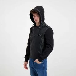 CALVIN KLEIN JEANS CHIODO BIMATERIALE ECO Nero -Tendenza Italia calvin klein jeans j30j319686 chiodo bimateriale eco giacconi uomo 044623901 beh 5