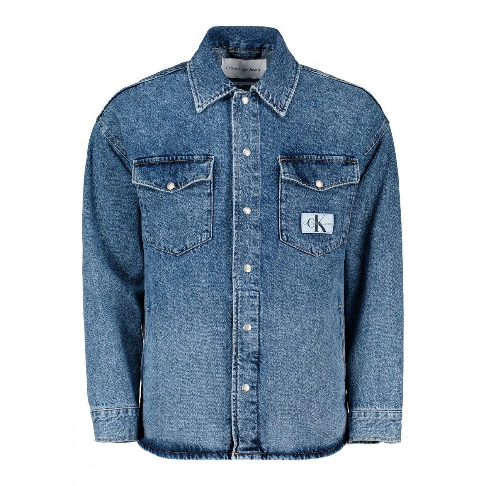 CALVIN KLEIN JEANS GIACCA OVERSHIRT DENIM Blu 4 CALVIN KLEIN JEANS GIACCA OVERSHIRT DENIM Blu - immagine 2