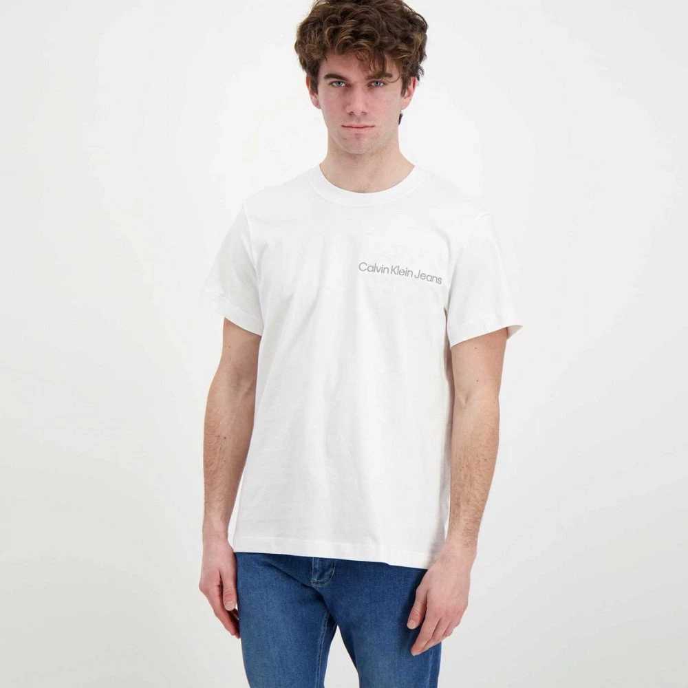 CALVIN KLEIN JEANS T-SHIRT TWO TONE MONOGRAM RETRO LOGO Bianco - immagine 3