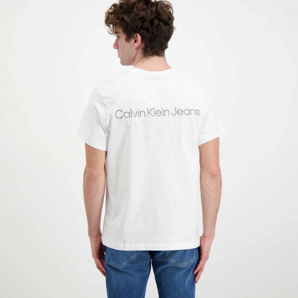 CALVIN KLEIN JEANS T-SHIRT TWO TONE MONOGRAM RETRO LOGO Bianco - immagine 4