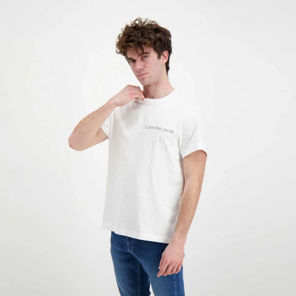 CALVIN KLEIN JEANS T-SHIRT TWO TONE MONOGRAM RETRO LOGO Bianco - immagine 5