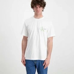 CALVIN KLEIN JEANS T-SHIRT MONOGRAM RETRO Bianco -Tendenza Italia calvin klein jeans j30j320196 t shirt monogram retro casual uomo 044627101 yaf 3