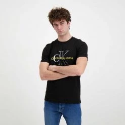 CALVIN KLEIN JEANS T-SHIRT TWO TONE MONOGRAM Nero -Tendenza Italia calvin klein jeans j30j320717 t shirt two tone monogram casual uomo 044628501 beh 4