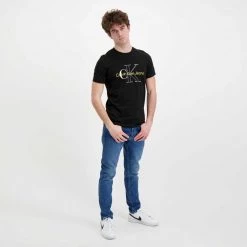 CALVIN KLEIN JEANS T-SHIRT TWO TONE MONOGRAM Nero -Tendenza Italia calvin klein jeans j30j320717 t shirt two tone monogram casual uomo 044628501 beh 5