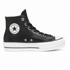 CONVERSE CHUCK TAYLOR ALL STAR PLATFORM LEATHER HI TOP DONNA Nero