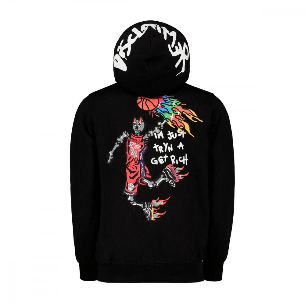 DISCLAIMER FELPA CON CAPPUCCIO SCHELETRO BASKET 4 DISCLAIMER FELPA CON CAPPUCCIO SCHELETRO BASKET - immagine 2