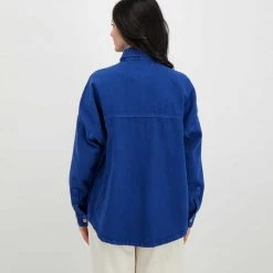 DIXIE CAMICIA IN DENIM OVERSIZE DONNA Royal -Tendenza Italia dixie c142t027 camicia in denim oversize donna casual donna 045838101 1650 4