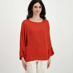 DIXIE BLUSA MANICHE SVASATE DONNA Arancio -Tendenza Italia dixie c885t017 blusa maniche svasate donna casual donna 045470201 1295 3