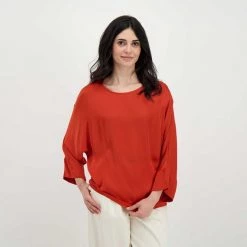 DIXIE BLUSA MANICHE SVASATE DONNA Arancio -Tendenza Italia dixie c885t017 blusa maniche svasate donna casual donna 045470201 1295 5