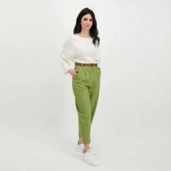 DIXIE PANTALONI BALLOON CON CINTURA DONNA Verde -Tendenza Italia dixie pci8qgig pantaloni balloon con cintura donna casual donna 045839701 1710 6