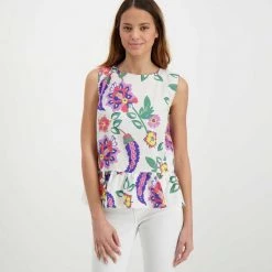 EMME MARELLA BLUSA SMANICATA CON BALZA ALBANO DONNA Bianco -Tendenza Italia emme marella abano blusa smanicata con balza albano donna casual donna 044636101 007 3