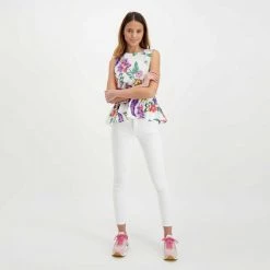 EMME MARELLA BLUSA SMANICATA CON BALZA ALBANO DONNA Bianco -Tendenza Italia emme marella abano blusa smanicata con balza albano donna casual donna 044636101 007 6