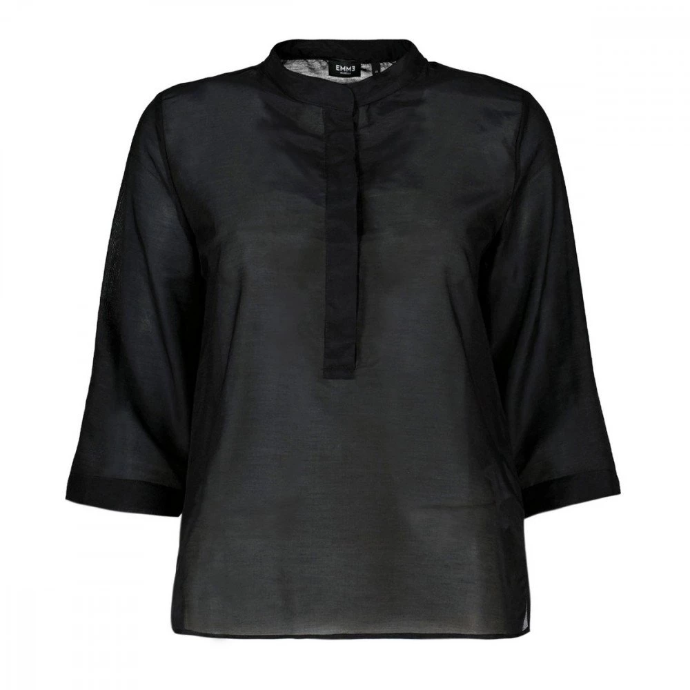 EMME MARELLA CAMICIA IN MUSSOLA DI COTONE E SETA CAFFE DONNA Nero