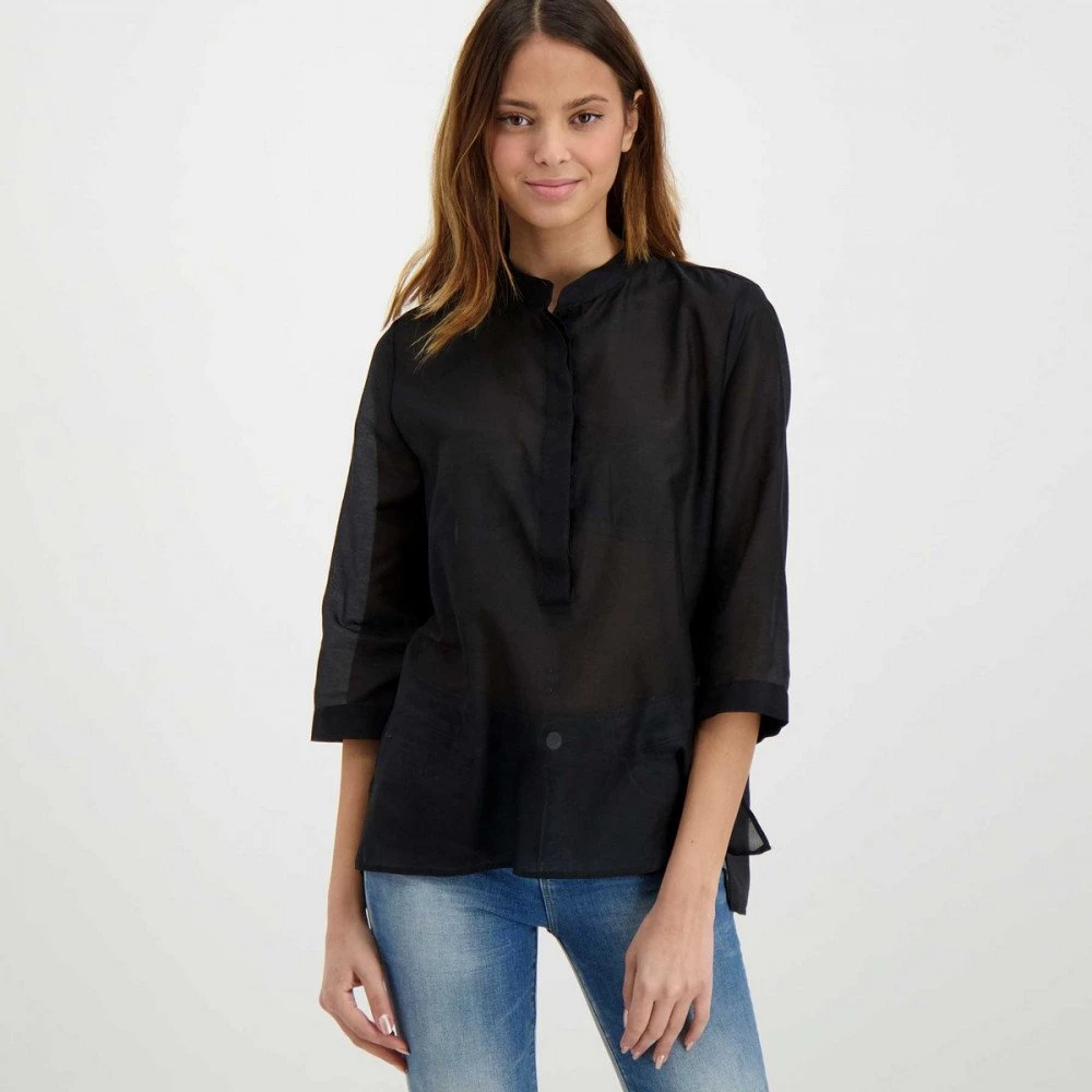 EMME MARELLA CAMICIA IN MUSSOLA DI COTONE E SETA CAFFE DONNA Nero - immagine 3