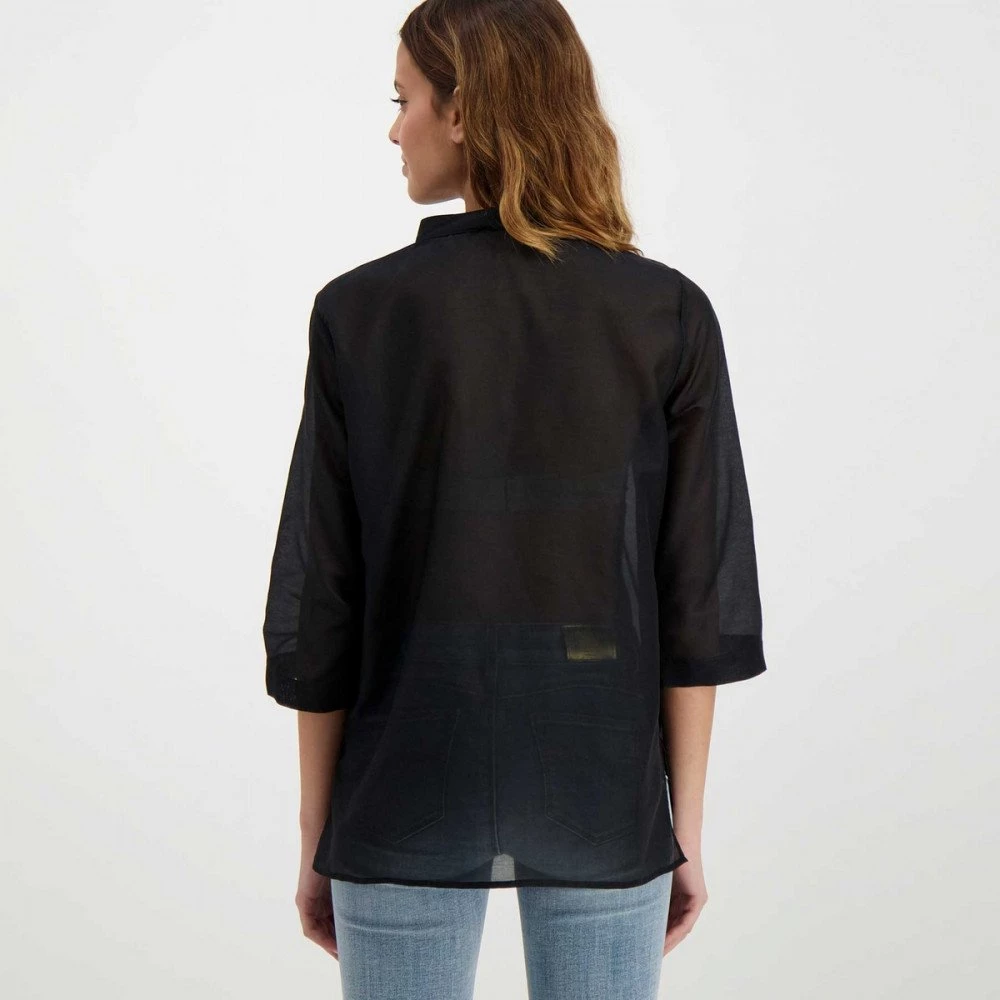 EMME MARELLA CAMICIA IN MUSSOLA DI COTONE E SETA CAFFE DONNA Nero - immagine 4