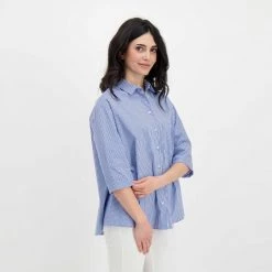 EMME MARELLA CAMICIA COZZA DONNA Bianco, Blu -Tendenza Italia emme marella cozza camicia cozza donna casual donna 044638001 007 5