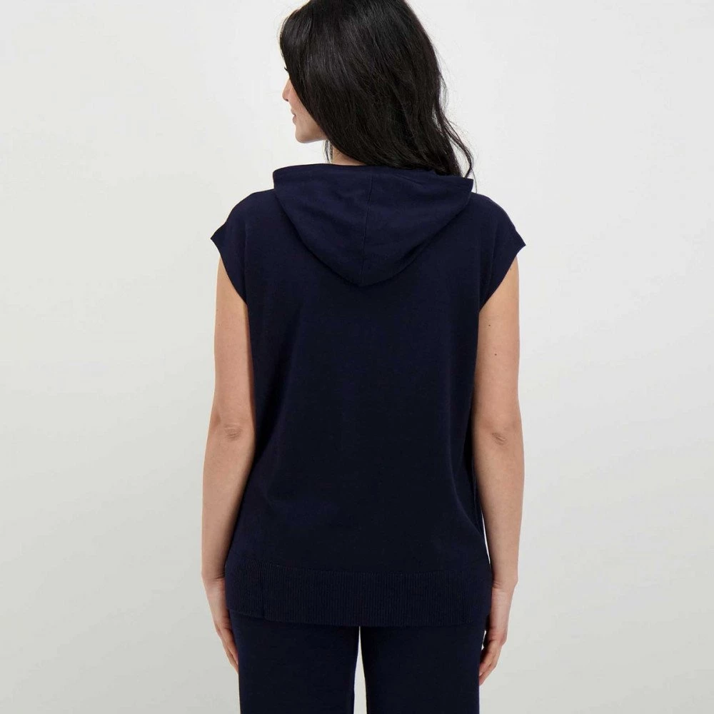 EMME MARELLA GILET OVER IN MAGLIA CON CAPPUCCIO DAVY DONNA Blu - immagine 4