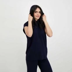 EMME MARELLA GILET OVER IN MAGLIA CON CAPPUCCIO DAVY DONNA Blu -Tendenza Italia emme marella davy gilet over in maglia con cappuccio davy donna casual donna 044638401 009 5