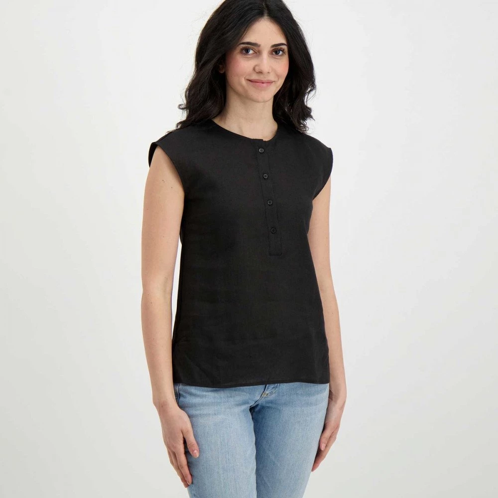 EMME MARELLA CAMICIA SMANICATA LINO COTONE DIRITTO DONNA Nero 5 EMME MARELLA CAMICIA SMANICATA LINO COTONE DIRITTO DONNA Nero - immagine 3