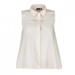EMME MARELLA CAMICIA SMANICATA TRAFORATA FUOCO DONNA Bianco
