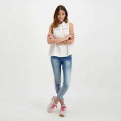 EMME MARELLA CAMICIA SMANICATA TRAFORATA FUOCO DONNA Bianco -Tendenza Italia emme marella fuoco camicia smanicata traforata fuoco donna casual donna 044639801 001 6