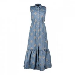 EMME MARELLA ABITO CHEMISIER SMANICATO GIAMBO DONNA Azzurro