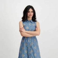 EMME MARELLA ABITO CHEMISIER SMANICATO GIAMBO DONNA Azzurro -Tendenza Italia emme marella giambo abito chemisier smanicato giambo donna casual donna 044640301 002 5