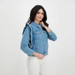 EMME MARELLA GIACCA IN DENIM VOLANT LIVIO DONNA Blu -Tendenza Italia emme marella livio giacca in denim volant livio donna giacconi donna 044641901 001 5