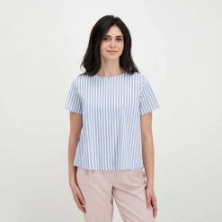 EMME MARELLA BLUSA IN POPLINE MIKI DONNA Azzurro, Bianco 12 EMME MARELLA BLUSA IN POPLINE MIKI DONNA Azzurro, Bianco -Tendenza Italia emme marella miki blusa in popline miki donna casual donna 044643101 001 5