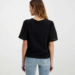 EMME MARELLA T-SHIRT MANICA SANGALLO PANAMA DONNA Nero -Tendenza Italia emme marella panama t shirt manica sangallo panama donna casual donna 044644001 004 3