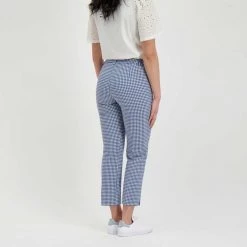 EMME MARELLA PANTALONI VICHY PIADENA DONNA Bianco, Blu -Tendenza Italia emme marella piadena pantaloni vichy piadena donna casual donna 044644201 004 5